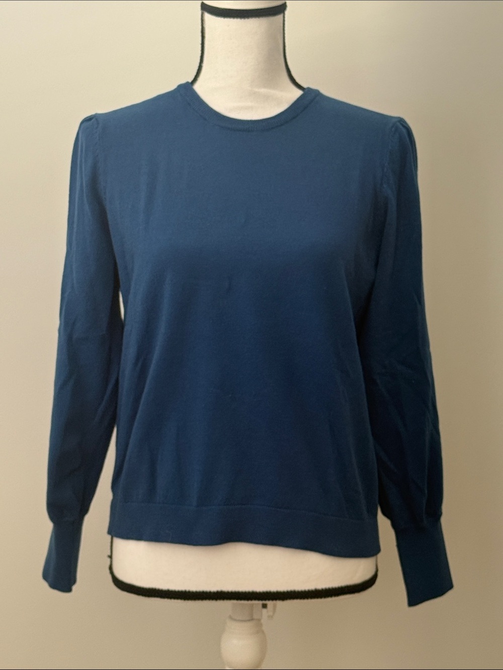 Studio 19 Women’s Simple Crewneck Long Sleeve Top in Teal Blue, Size Large